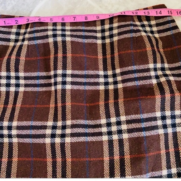 WORTHINGTON plaid brown blanket fringe wool midi skirt - Picture 6 of 6